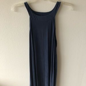 LaJu Los Angeles high neck navy dress.